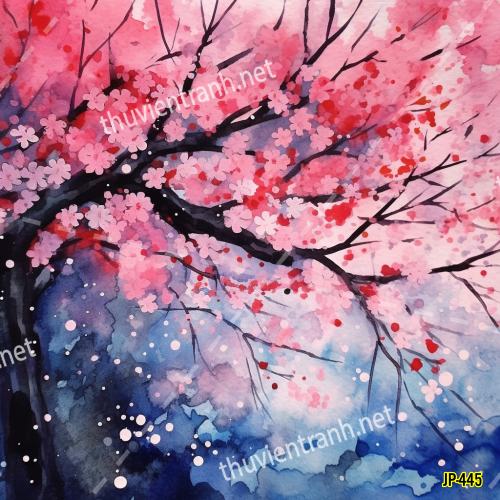 Tranh dán tường hoa anh đào-JP-445 - Tranh tường chất lượng cao